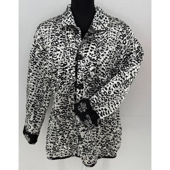 Chicos Jackets & Blazers - Chicos Pagoda Asian Black White Reversible Embroidered Jacket 4 XXL/20